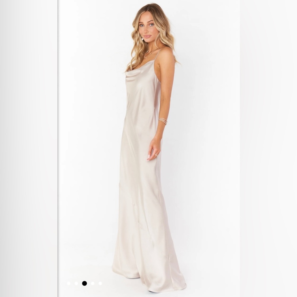 Show Me Your MuMu Tuscany Maxi Slip Dress in Show Me The Ring Luxe Satin (L)